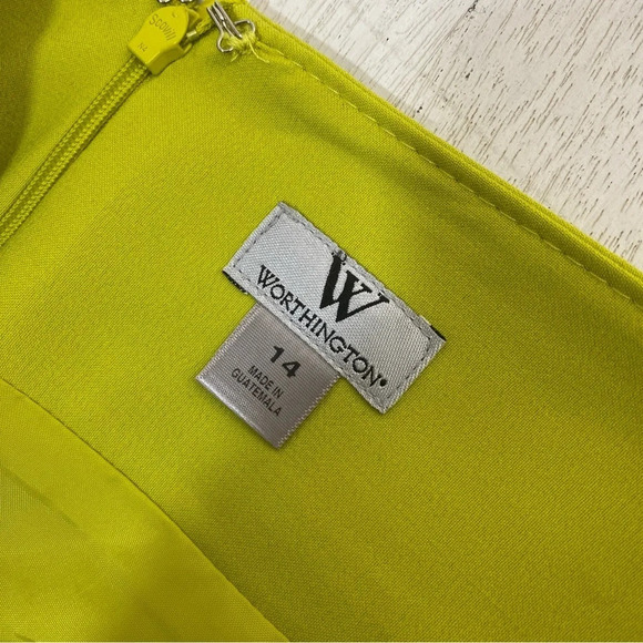 Worthington Citron Green Yellow MIDI Pencil Skirt 14 - Picture 4 of 7